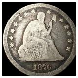 1876 Silver Seated Liberty Quarter LIGHTLY  CIRCU