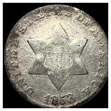 1853 Silver Three-Cent Piece LIGHTLY  CIRCULATED
