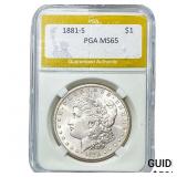 1881-S Morgan Silver Dollar PGA MS65