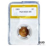 1901 Indian Head Cent PGA MS65 BN