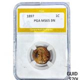 1897 Indian Head Cent PGA MS65 BN