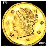 1870 Round California Gold Quarter CHOICE AU