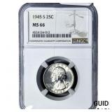 1945-S Washington Silver Quarter NGC MS66