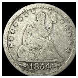 1854 Arrows Seated Liberty Quarter LIGHTLY CIRCULA