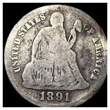 1891-S Seated Liberty Silver Dime NICELY CIRCULATE