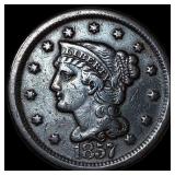 1857 Braided Hair Large Cent CLOSELY UNCIRCULATED