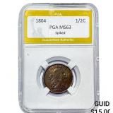 1804 Draped Bust Half Cent PGA MS63 Spiked Chin