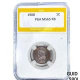 1908 Indian Head Cent PGA MS65 RB