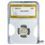 1942-D Mercury Silver Dime PGA MS67