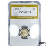 1937-D Mercury Silver Dime PGA MS67 FB
