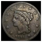 1841 Braided Hair Large Cent LIGHTLY CIRCULATED