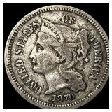 1870 Nickel Three-Cent Piece NEARLY UNCIRCULATED