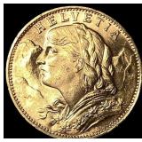 1935-B Gold 20 Francs Swiss Helvetia GEM BU