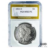 1921-D Morgan Silver Dollar PGA MS63 PL