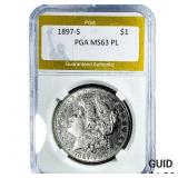 1897-S Morgan Silver Dollar PGA MS63 PL