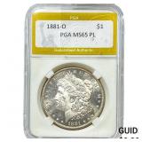 1881-O Morgan Silver Dollar PGA MS65 PL