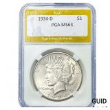 1934-D Silver Peace Dollar PGA MS63