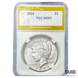 1934 Silver Peace Dollar PGA MS63