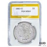 1882-CC Morgan Silver Dollar PGA MS64