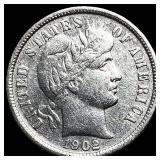 1902-S Silver Barber Dime NEARLY UNCIRCULATED