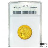 1915 $5 Gold Half Eagle ANACS AU55