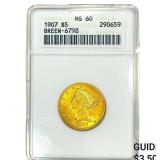 1907 $5 Gold Half Eagle ANACS MS60 Breen-6798