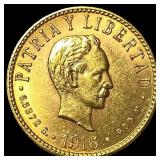 1916 Cuba .1935oz Gold 4 Pesos UNCIRCULATED