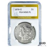 1878-CC Morgan Silver Dollar PGA MS65 PL
