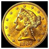 1880 $5 Gold Half Eagle
