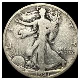 1921-S Silver Walking Liberty Half Dollar NICELY C