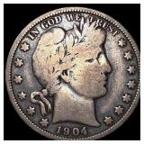 1904-O Silver Barber Half Dollar LIGHTLY CIRCULATE