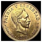 1916 Cuba Gold 2 Pesos UNCIRCULATED