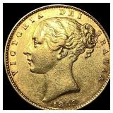 1863 Gold Sovereign Victoria Shield Back GEM BU