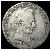 1918 Silver Half Dollar Illinois Centennial CLOSEL