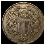 1864 BN Two-Cent Piece CHOICE AU