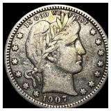 1907 Barber Quarter NEARLY UNCIRCULATED