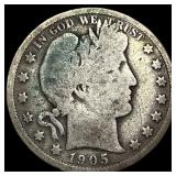 1905-S Silver Barber Half Dollar LIGHTLY CIRCULATE