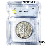 1941 Walking Liberty Half Dollar ICG MS64