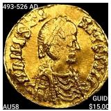 493-526 AD Theodoric Gold Tremissis 1.22g CHOICEAU