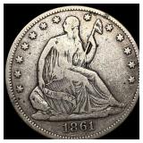 1861 Silver Seated Liberty Half Dollar NEARLY UNCI