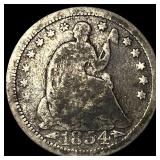 1854 Seated Liberty Silver Half Dime LIGHTLY CIRCU