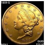 1859-S $20 Gold Double Eagle UNCIRCULATED