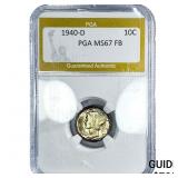 1940-D Mercury Silver Dime PGA MS67 FB
