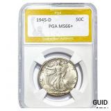 1945-D Walking Liberty Half Dollar PGA MS66+