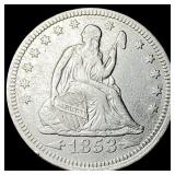 1853 Arrows/Rays Seated Liberty Silver  Quarter C