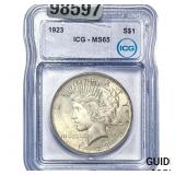 1923 Silver Peace Dollar ICG MS65