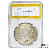 1924 Silver Peace Dollar PGA MS66