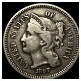 1867 Nickel Three-Cent Piece NEARLY UNCIRCULATED
