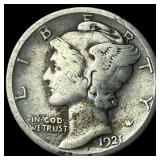 1921-D Silver Mercury Dime LIGHTLY CIRCULATED