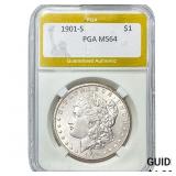 1901-S Morgan Silver Dollar PGA MS64
